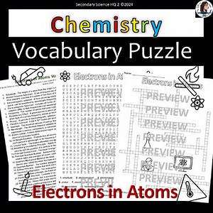 Electrons in Atoms Vocabulary Puzzle and Wordsearch  | Chemistry