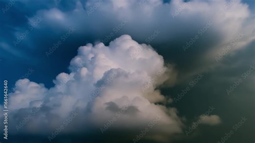 Majestic cumulus clouds billowing in a vibrant sky, capturing the essence of nature's beauty