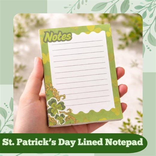 St. Patrick’s Day Notepad – Lucky Clover Lined Memo Pad – 5.2x4in Stationery - Etsy