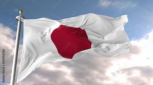 Waving flag loop. National flag of Japan