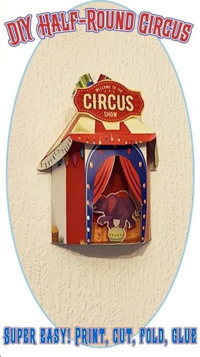 Build a 3D Half Circus Tent, Paper Wall & Shelf Display with Dancing Elephant | Printable Room Decor