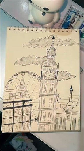 London Architecture Drawing (Step by Step) / easy #london #sketching #youtubeshorts #art #tutorial