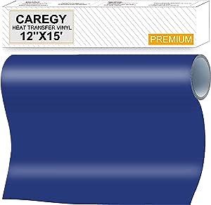 CAREGY Iron on Vinyl Heat Transfer Vinyl Roll HTV (12''x15',LightBlue)