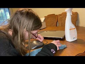 ASMR!! Cleaning Vlog!! 🧽🧼🦠Cleaning My Dads Laptop & Mouse!!!