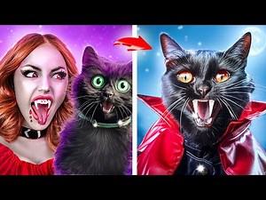 Save This Tiny Cat! RICH vs BROKE VAMPIRES! Secret House for Pets!