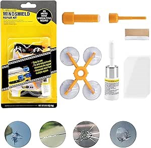 Glass Crack Repair Set, Windshield Repair Kit, Windshield Crack Repair Kit, Automotive Nano Fluid Glass Filler for Chips and Cracks, Bulls-Eye, Star-Shaped, XY0111