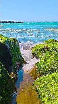 short - 🌊The Sea at Eye Level | Turquoise Waves Rushes Towards Camera in Rocky Crevice