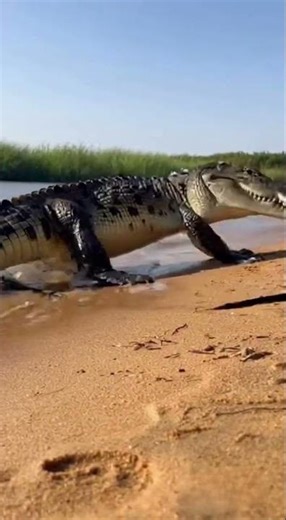 Crocodile Attacks Monitor Lizard on Sandbank