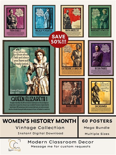 Women's History Month Poster Bundle: Famous Female Authors Scientists Leaders Activists in History Women in STEM Posters - Etsy