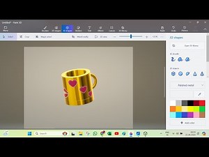 Paint 3D Tutorial: Golden Cup Creation | 3D Shapes in Paint 3D | Stickers in Paint 3D