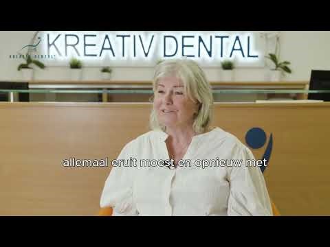 Een zeer tevreden Nederlandse dame met een volledig nieuw gebit!