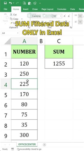 Excel: SUM Filtered Data ONLY! (AGGREGATE Function Hack) #excel #dataextractor #exceltips #microsoft