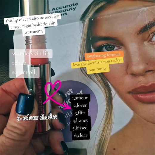 wow wow 👌 wonderskin lip serum oil another level off lip smooth 👌 from dry chapped lips to smooth hydrated lushlips, I love how the lip colour melts in to my natural lip tone, longlasting throughout my day and I use it 3 night a week as lip sleep treatment its oil butters serums are NOT GLOSS sticky on top at all, I honestly want every colour available there 6 to pick from av left the link below #tiktokshop #lips #oil #serum