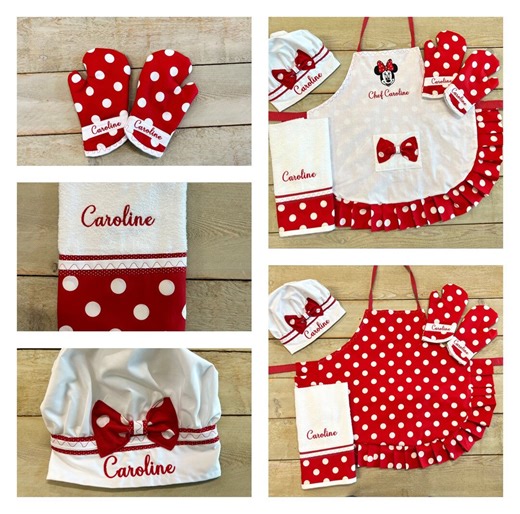 Personalized Minnie Mouse Apron Set: Child's Chef Hat & Oven Mitts - Etsy