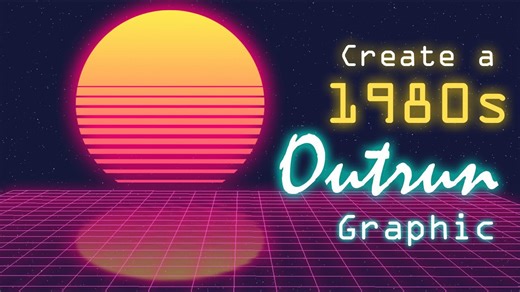 Photoshop: How to create a 1980s, retro, 'Outrun' graphic from scratch!