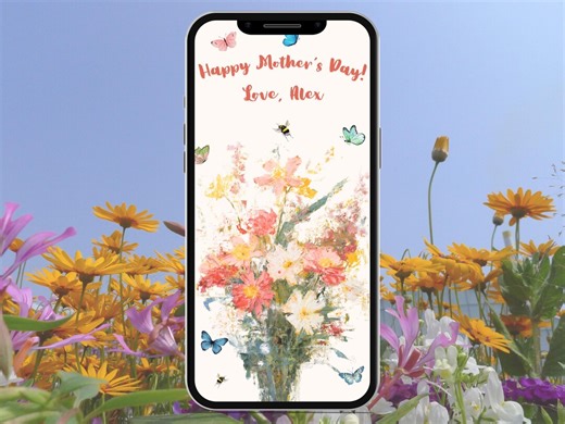 Mother's Day Butterfly Flowers Animated Customisable Personalised Card (digital Download) - Etsy