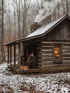 Home is a porch swing, a warm blanket, and the smell of woodsmoke in the winter air. 🤍 | Log Cabin