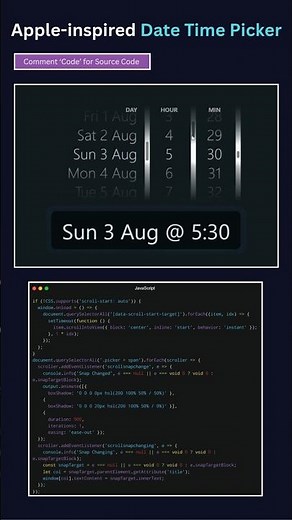 🔥 iOS Style Date & Time Picker UI | Pure HTML CSS JavaScript
