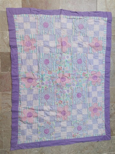 Vintage Floral Patchwork Quilt | Handmade Cotton Baby Blanket (34x44 In.) - Etsy