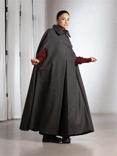 Wool Cloak, Wool Cape Coat, Long Winter Cape, Maxi Coat Women - Etsy