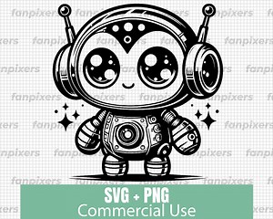Joli robot Android SVG et PNG, parfait pour une utilisation commerciale, téléchargement numérique, designs adorables pour chemises, autocollants, et plus encore. - Etsy France