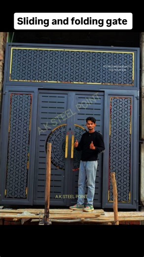 Ashif Khan on Instagram: "Sliding folding gate installation for home || #aksteelpoint #slidinggate #instagram #reels"