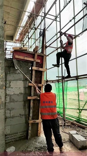 Construction Site Collaboration Workers Installing Formwork for Concrete