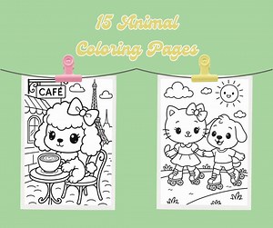 Chibi Animal Coloring Pages | Kawaii Boba Designs (digital Download, 15 Pages) - Etsy