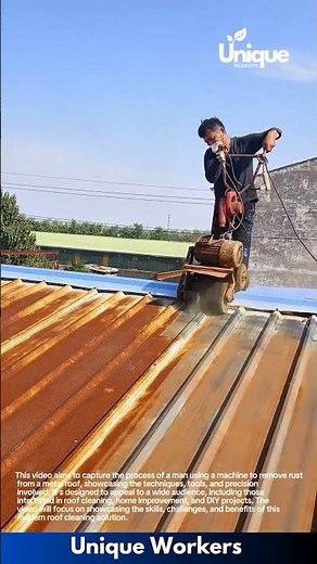 Rust removal: removing rust from a metal roof with a machine