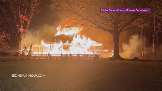 Video shows large boathouse engulfed in flames in Fairfax County
