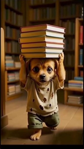 📚 Cute Puppy Librarian – The Smartest Dog in the Library! 🐶✨#ai #animals #cute #video