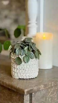 Plant pot cover 🪴 made from a tin can and rope weaving
