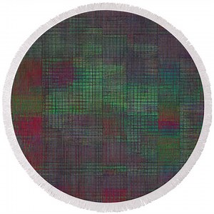 Seamless No Signal Transmission Error Rgb Color Tv Static Noise Pattern Tileable Television Screen Or Video Game Pixel Glitch Or Damage Background Texture Retro 80s Analog Grunge Graphic Round Beach Towel by N Akkash