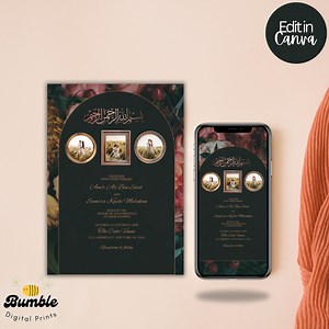 Editable Muslim Wedding Invitation, Muslim Invitation, Islamic Wedding Invitation, Editable Canva Template, Mobile & Printable - Etsy UK