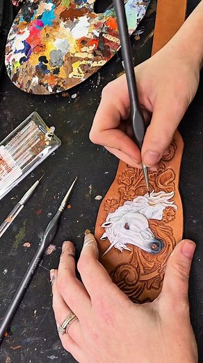 If you love seeing leather come to life, hit that follow button 👇 Custom orders always open! www.rjcustomleather.com #r_jcustomleather #tooledleather #cowboys #Custom #cowgirlfashion #horses #tack #customtack #unicorn | R & J Custom Leather