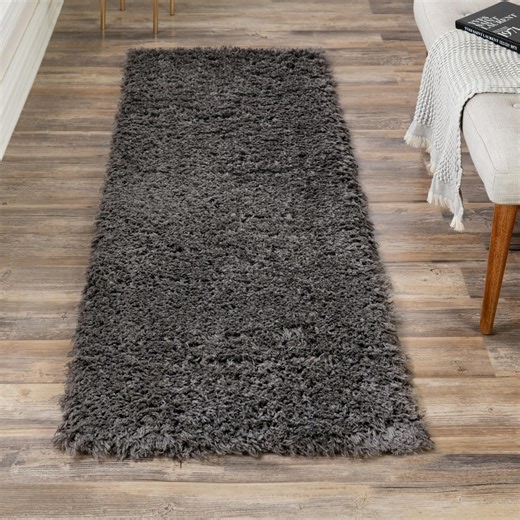Unique Loom Infinity Shag Collection Area Rug - Jinko (2' 7" x 10' Runner Smoke)