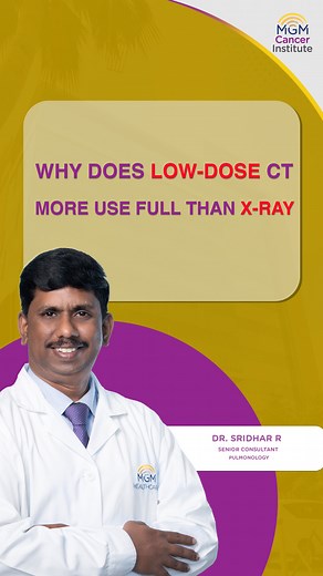 Did you know that Low-Dose CT (LDCT) can detect lung cancer much earlier than an X-ray? With minimal radiation exposure and the ability to identify tiny nodules as small as 6 mm, LDCT has become a preferred screening tool for those at high risk. Early detection allows doctors to track changes, evaluate suspicious nodules, and initiate timely treatment significantly improving outcomes. Choose smarter screening. Choose early detection. For Appointment:- https://mgmcancerinstitute.in/ call 044 4251