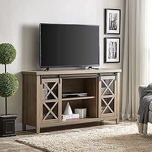 Clementine Rectangular TV Stand for TV's up to 65" in Antiqued Gray Oak