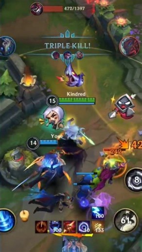 One triple kill is scary… but BACK TO BACK? 🐺🏹🔥 #kindred #wildrift #wildriftshorts