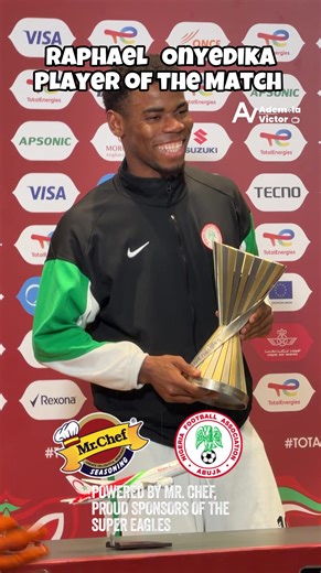 Raphael Onyedika Celebrates Player of the Match Award