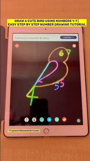 Draw a Cute Bird using Number 1-7 | Easy Step by step Number Drawing Tutorial #shorts