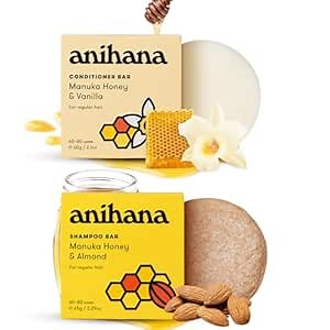 ANIHANA Shampoo and Conditioner Bars for Regular Normal Hair, Clean Purifying, Natural Healthy Look and Shine, Paraben Free