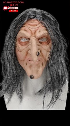 Scary Witch Mask with Gray Hair Halloween Realistic Old Lady Latex Mask Costume for Adults Horror