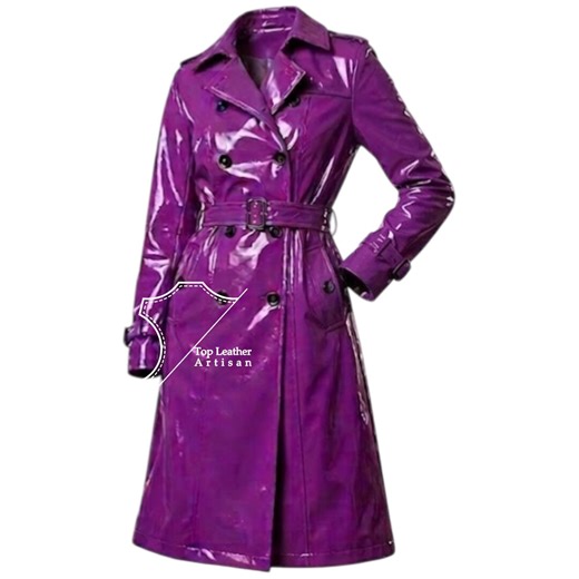 Glossy Purple PVC Trench Coat for Women – High Shine Patent Leather Style Long Jacket - Etsy