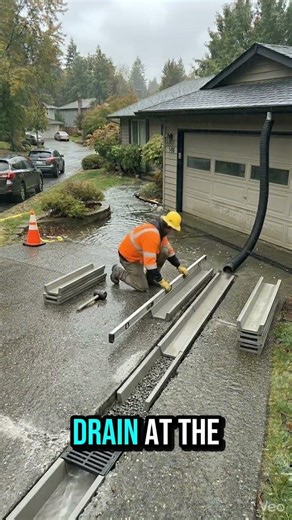 This Driveway Needed a Trench Drain to Stop Flooding #beforeandafter #homeupgrade #fix #satisfying