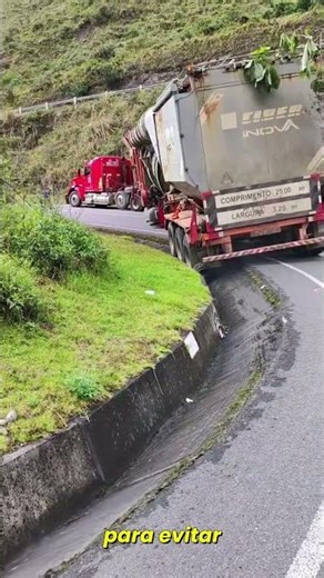 Miscalculation or mechanical failure? Watch this huge truck run off the road #highway