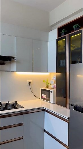 Unbelievable 9x6 Kitchen Transformation 😳✨ Smart storage, light tones & glass unit design