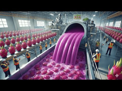 How Dragon Fruit Juice is Made in a Factory | Dragon Fruit Production, Harvesting & Packaging