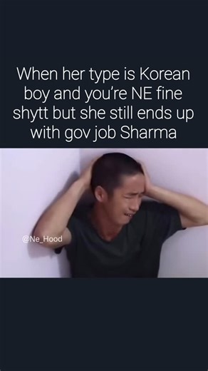 Northeast Hood on Instagram: "when her pinterest board screaming k drama oppa, fair skin, soft voice, city cafe dates… but real life said nah g. she picked stability, pension n a man who clears ssc forms like it’s foreplay. you out here ne fine shyt with cheekbones, aura, trauma, playlist full of heartbreak n ambition n she still folded for gov job sharma wit the 9 to 5 sunday ironed shirts n family group chat approval. don’t even hurt no more that’s just how the algorithm works. love got vibes 