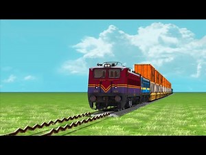 CRAZY 4 FAST TRAINS SHAKE AND CRASH PASSING THE UNDULATING RAILROAD TRACK-BUMPY BRANCH TRACK